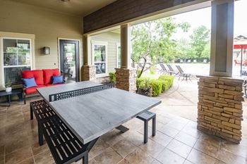 Outdoor poolside lounge
